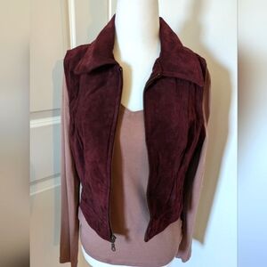 “Wilson’s Leather Maxima” Dark Plum Suede moto vest. size medium pit-pit